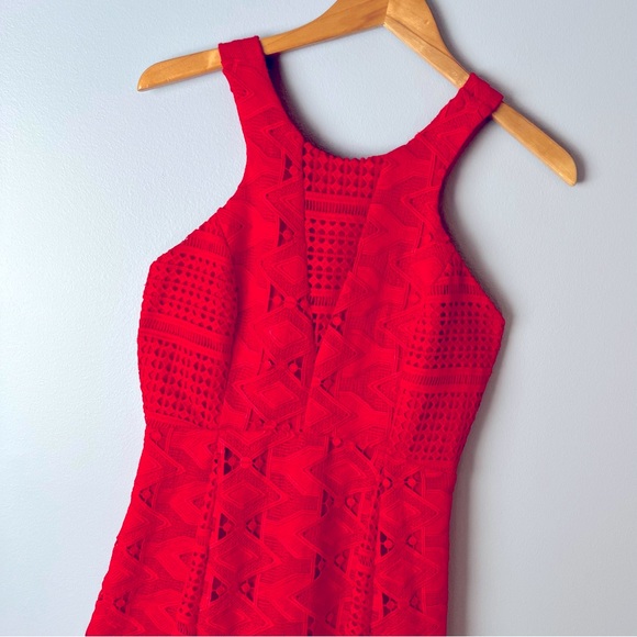 Adelyn Rae Lace Crochet Fit & Flare Dress - Red - Picture 12 of 12